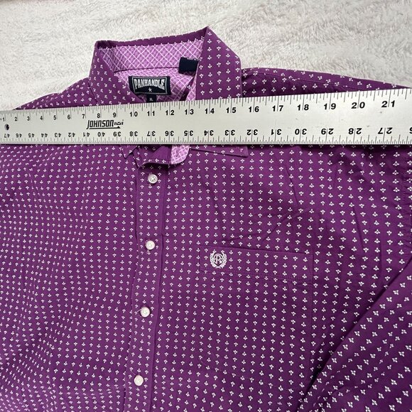 Panhandle Mens Purple Button-Down Shirt XL Cotton Western Style Long Sleeve - Picture 5 of 7